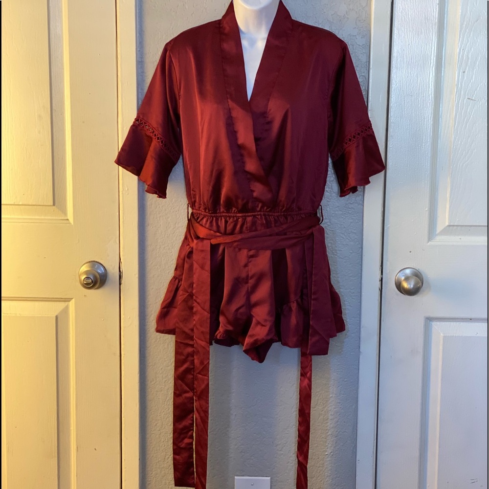 🆕 Satin Ruffle Romper with 2 Belts